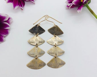 Small Henna Chandelier Earring in Patinated Brass / Henna Earrings / Indian Earrings / Festival Fashion / Boho Jewelry