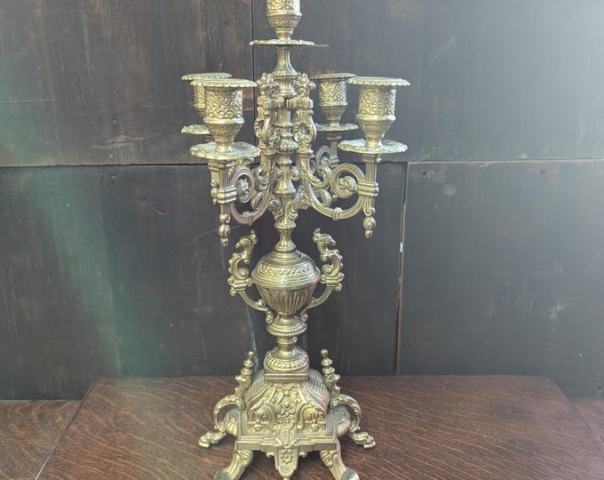 Vintage Baroque Style Brass Brevetto Candelabra