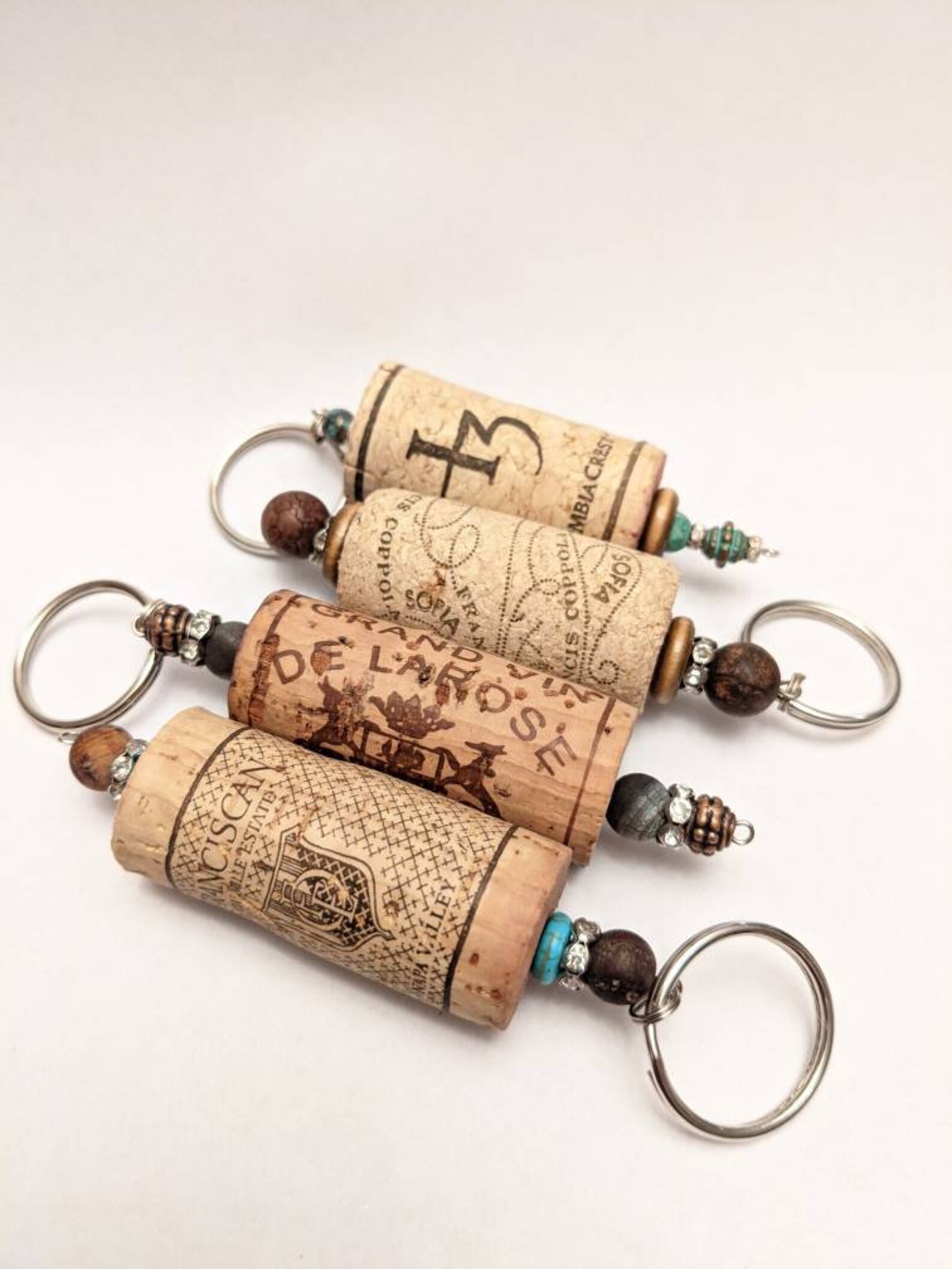 Wine cork keychain beaded cork keychain gift Etsy