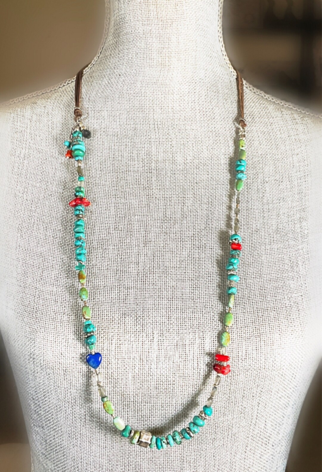 Turquoise Coral and Labradorite Wrap Necklace With Suede - Etsy