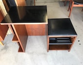 Mid Century Modern Walnut Folding Compact Vanity Desk Storage Cabinet. FREE Continental Us Shipping