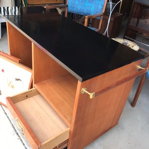 Super Cute Mid Century Modern Rolling Bar Server Cart With Trays image 5