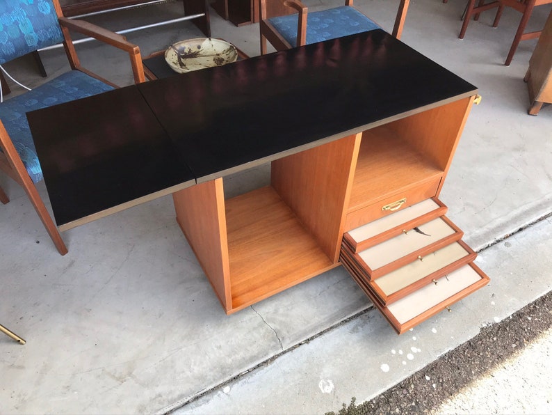 Super Cute Mid Century Modern Rolling Bar Server Cart With Trays image 10