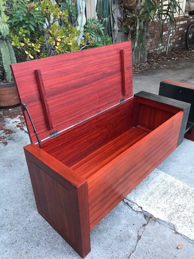 Solid Rosewood Mid Century Modern Storage Bench Hope Chest image 3