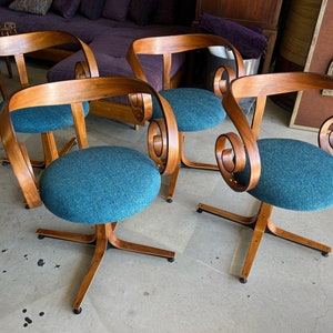 Mid Century Modern George Mulhauser for Plycraft Sultana Swivel Dining Chairs image 1