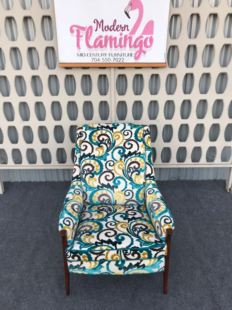 Super Cute Mid Century Modern High Back Upholstered Lounge Chair image 6