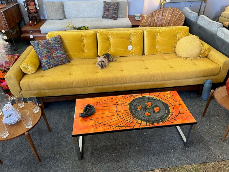 Stunning Mid Century Modern Adrian Pearsall 2408 Platform Sofa Couch Newly Upholstered image 7