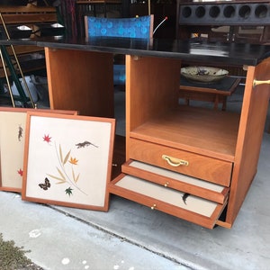 Super Cute Mid Century Modern Rolling Bar Server Cart With Trays image 1