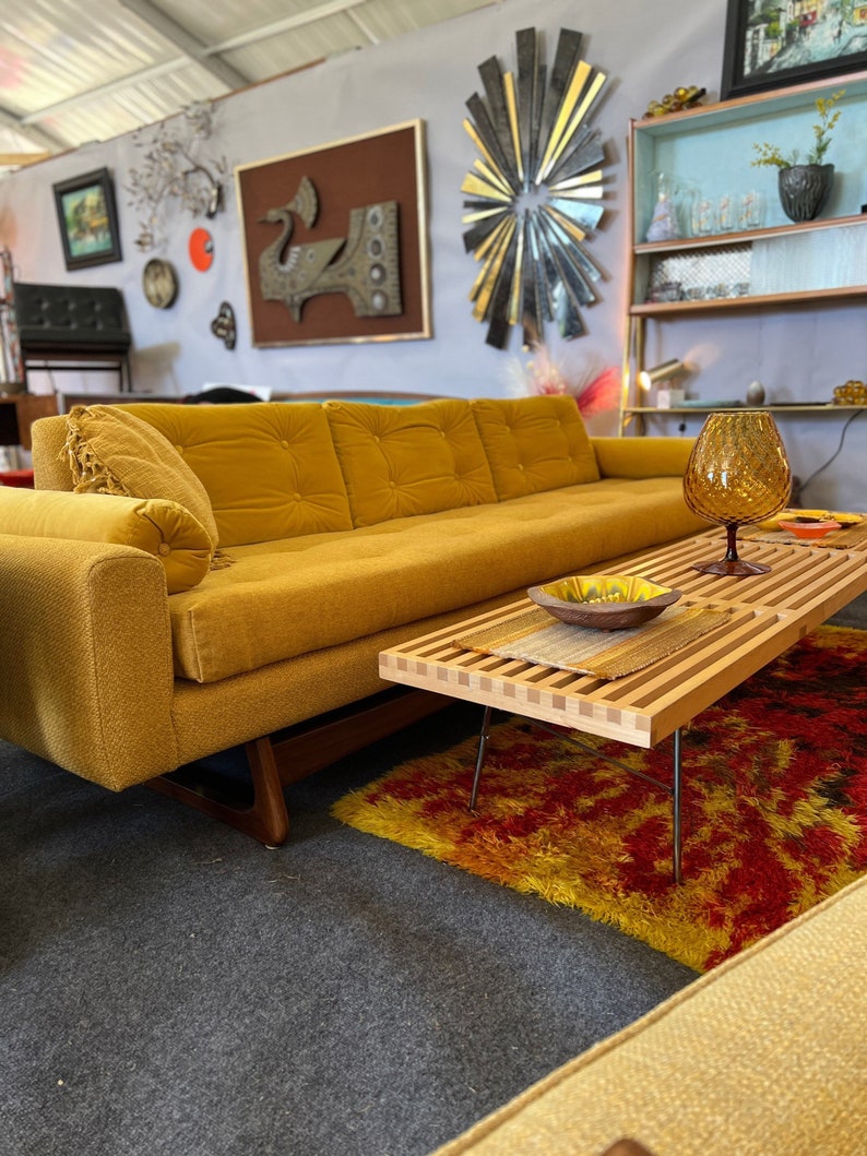 Stunning Mid Century Modern Adrian Pearsall 2408 Platform Sofa Couch Newly Upholstered image 9