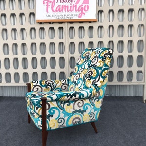 Super Cute Mid Century Modern High Back Upholstered Lounge Chair image 1