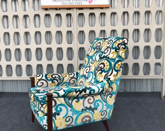 Super Cute Mid Century Modern High Back Upholstered Lounge Chair