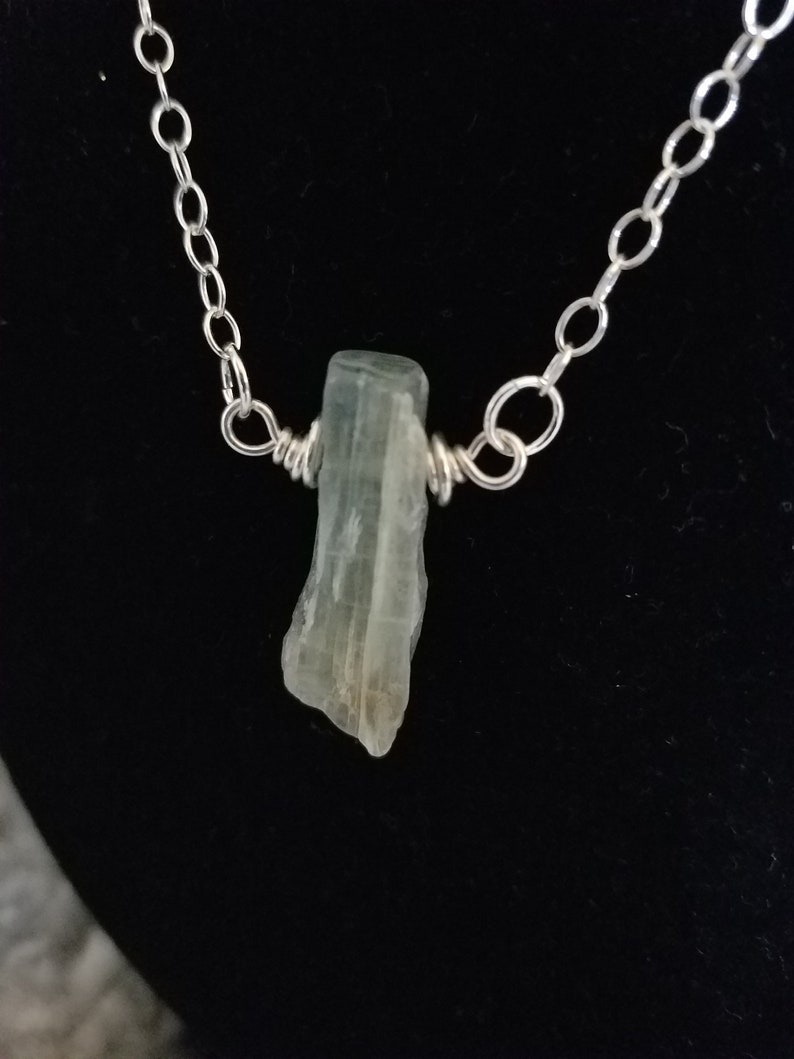 Blue and Green Kyanite and Sterling Silver Necklace