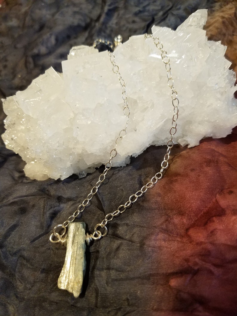Blue and Green Kyanite and Sterling Silver Necklace