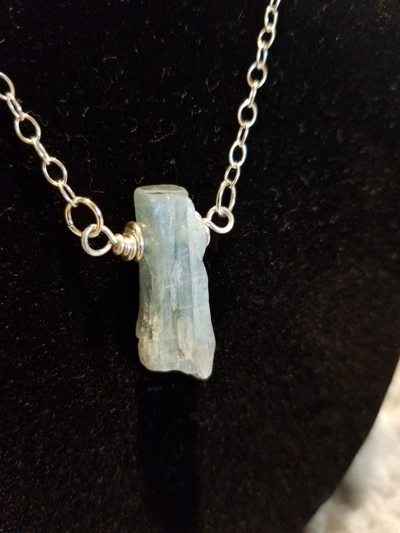 Blue and Green Kyanite and Sterling Silver Necklace