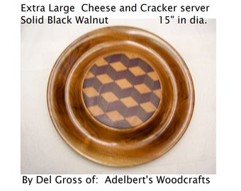 Cheese and Cracker server, Extra Large 15" Solid Black Walnut With 8" Cutting Surface. Odds & ends.