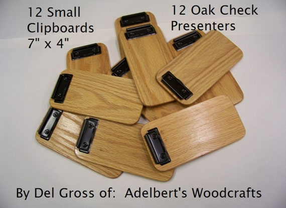Wooded check presenters, Clipboard, Memo Clipboard, Restaurants. Beautiful Solid Red Oak.  Box of 12 clipboards.  Made in USA.