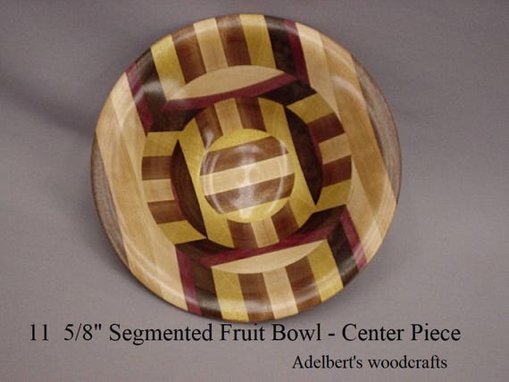 11  5/8" Segmented Wooden Bowl. Mixed woods of the world. Fruit bowl, Center piece, Bandsaw boul.