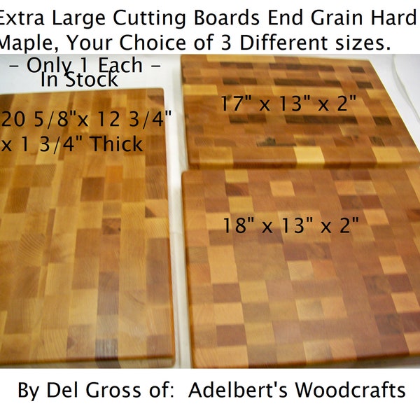 Extra Large Rustic Hard Maple End Grain Cutting Board-Butcher Block, Your Choice of 3 Sizes up to 2" Thick for Sale.