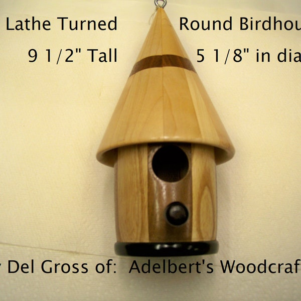 Bird House, Beautiful segmented full size lathe turned cone Head bird house. Hand crafted in the USA.