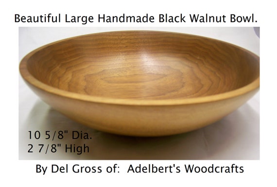 Beautiful Large Fruit Bowl Handmade of Solid Black Walnut.