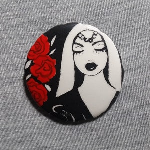 Handmade Black Red Brooch, Pins, Ceramic Jewelry, Boho Jewelry, Jewelry With Faces, Artsy Jewelry, Unique Gift For Women, Statement Jewelry