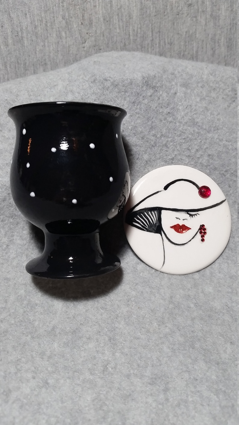 Ceramic Jewelry Black Brooch Gift For Women Black Box Handpainted Lidded Box Pin Jewelry With Faces Unique Brooch Statement Jewelry