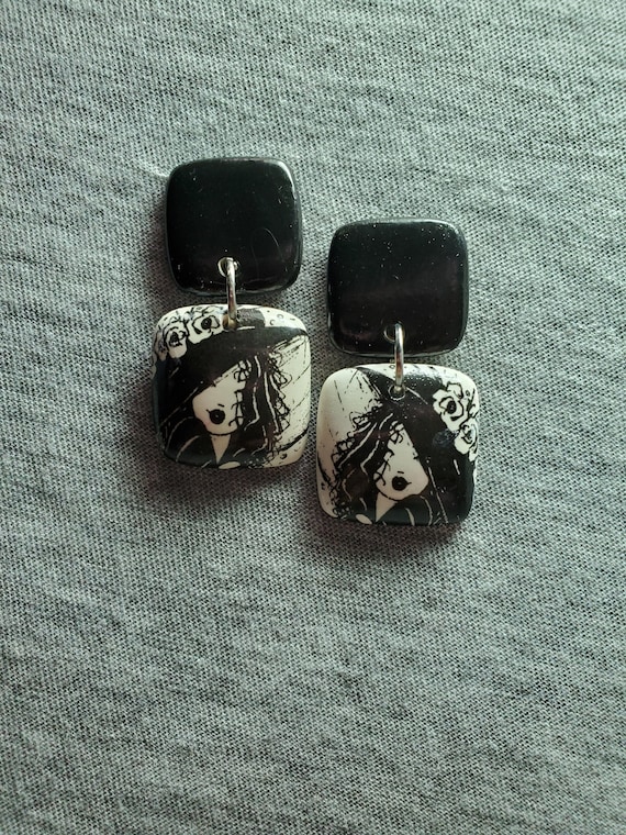 Handmade Earrings, Ceramic Jewelry, Dangle Earrings, Jewelry With