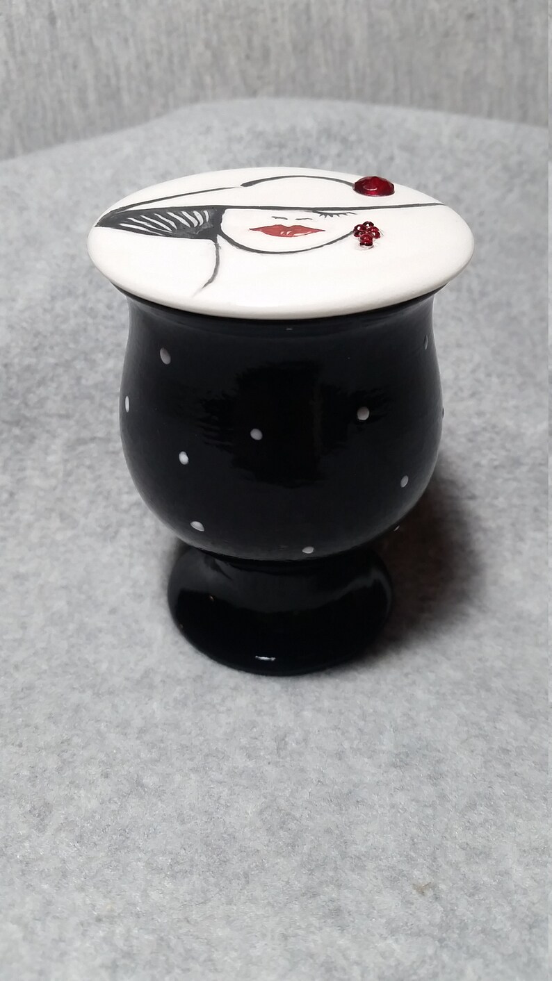 Ceramic Jewelry Black Brooch Gift For Women Black Box Handpainted Lidded Box Pin Jewelry With Faces Unique Brooch Statement Jewelry