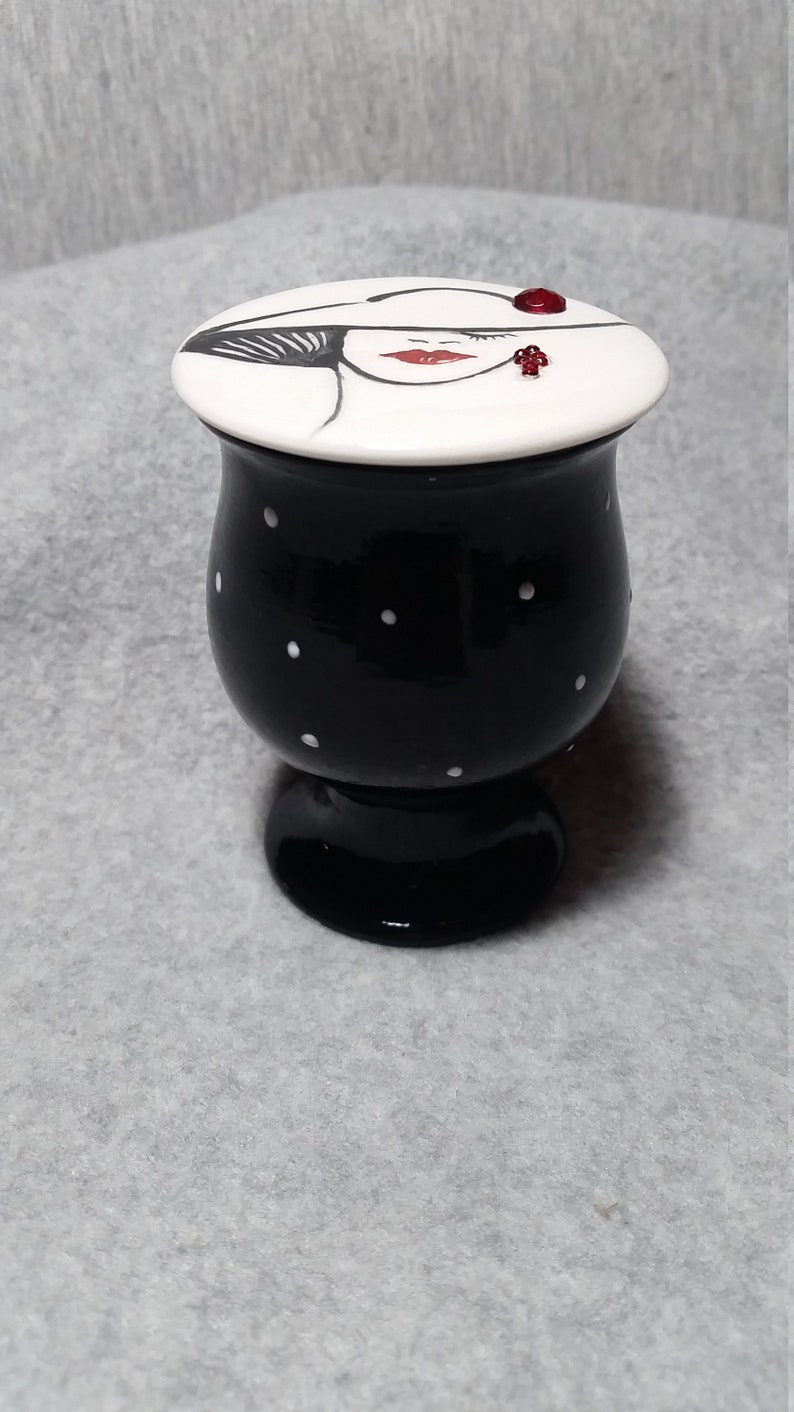 Ceramic Jewelry Black Brooch Gift For Women Black Box Handpainted Lidded Box Pin Jewelry With Faces Unique Brooch Statement Jewelry