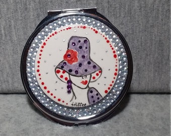 Handpainted Face Compact,ceramic Jewelry,art Compact,artsy Jewelry
