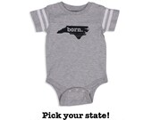 Home State Apparel Born Baby Bodysuit in Football Gray