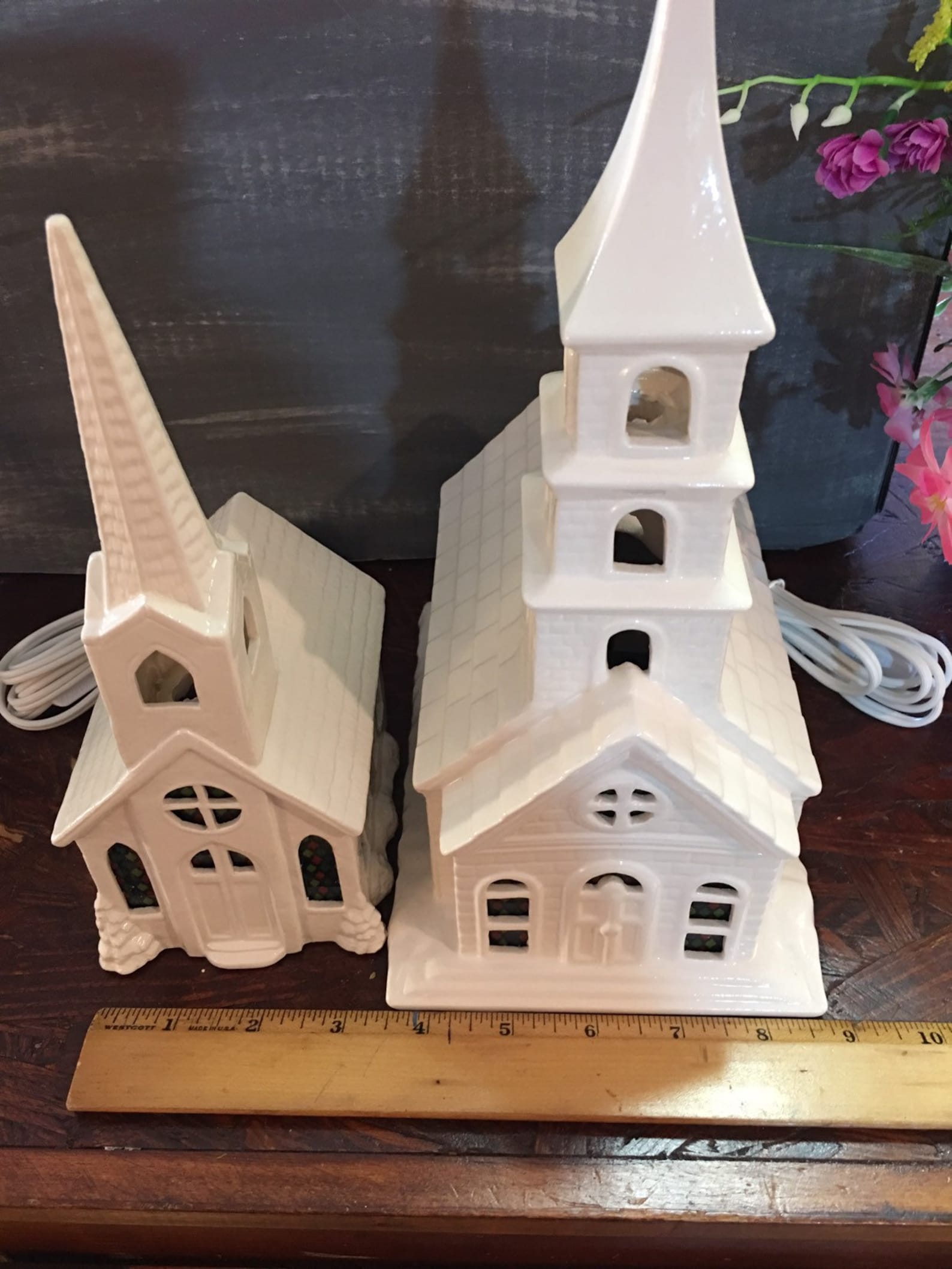 Ceramic Churches Small Ceramic Church Musical Church Light Etsy