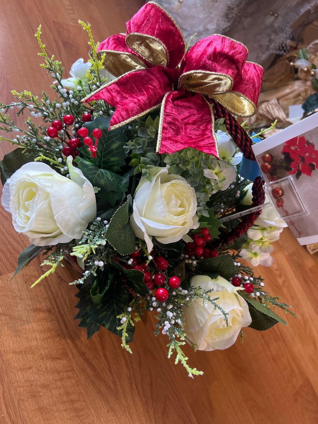 Cemetery Hanging Baskets , Christmas Cemetery Hanging Baskets , Nursing Home Christmas Baskets