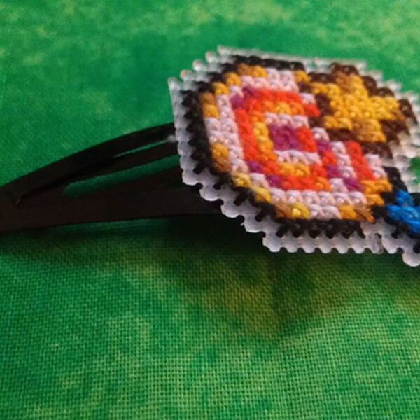 Kirby Lollipop Cross Stitched Hair Clip