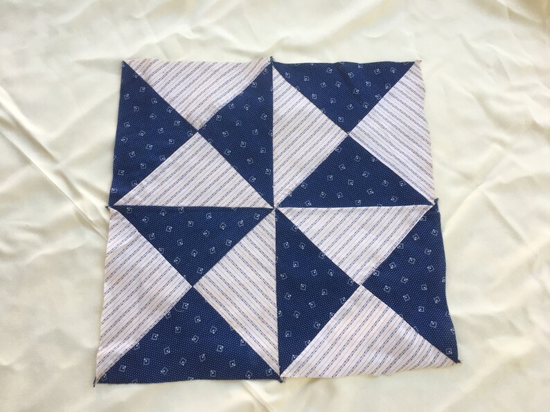 3 Vintage Antique Calico Fabric Large Quilt Blocks