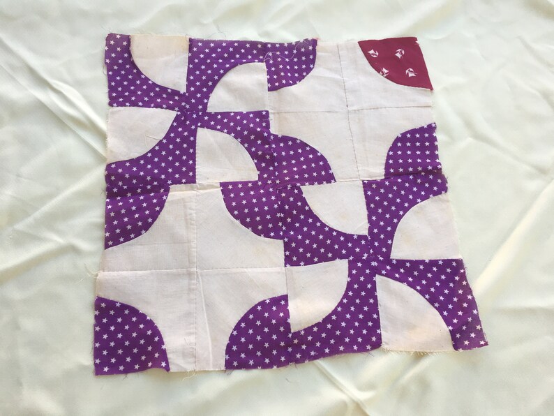 3 Vintage Antique Calico Fabric Large Quilt Blocks