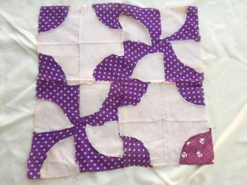 3 Vintage Antique Calico Fabric Large Quilt Blocks