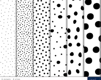 Dots - Black & White Digital Wrapping Paper,  Gift Wrap, Digital Download, Printable PDF, Instant Download