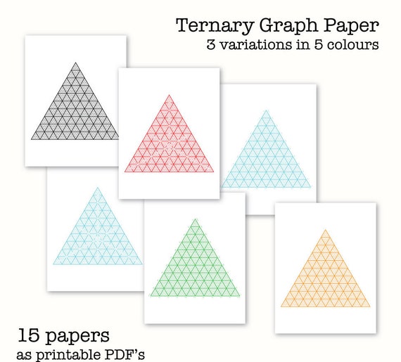 Triangular Graph Paper: 15 Ternary Papers, Printable PDF (digital