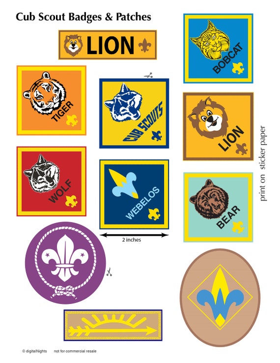 Cub Scout Badges 3 on diagonal Printable Sticker Set - Etsy Nederland