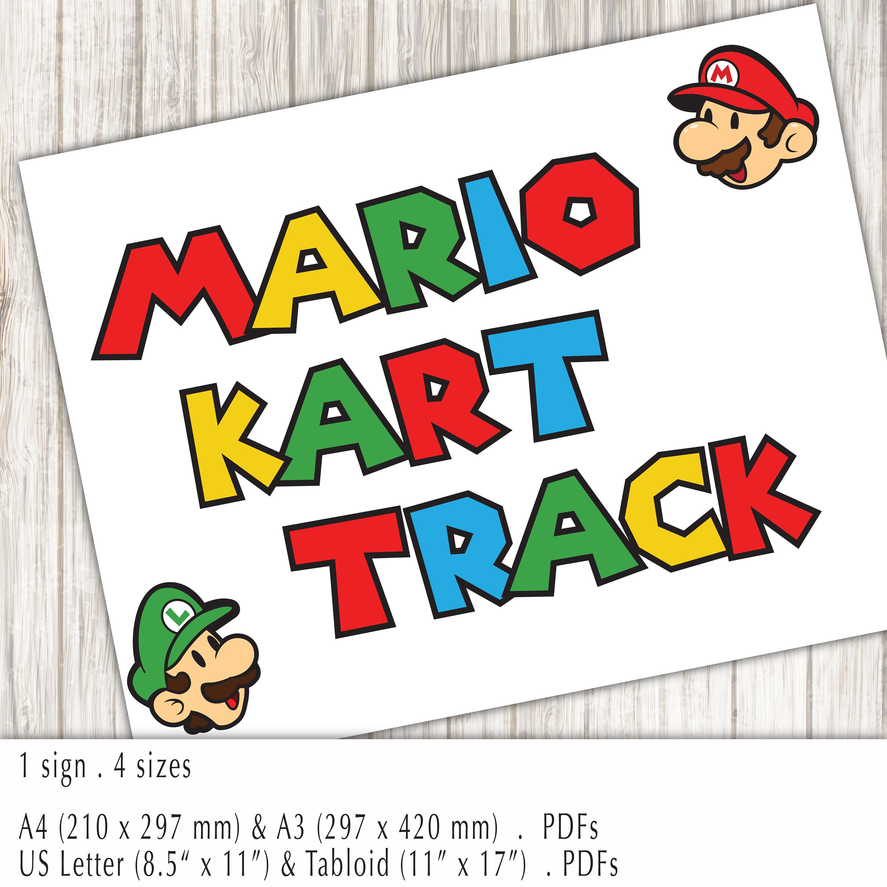 Mario Party Sign Mario Kart Racetrack 4 Sizes Printable - Etsy UK