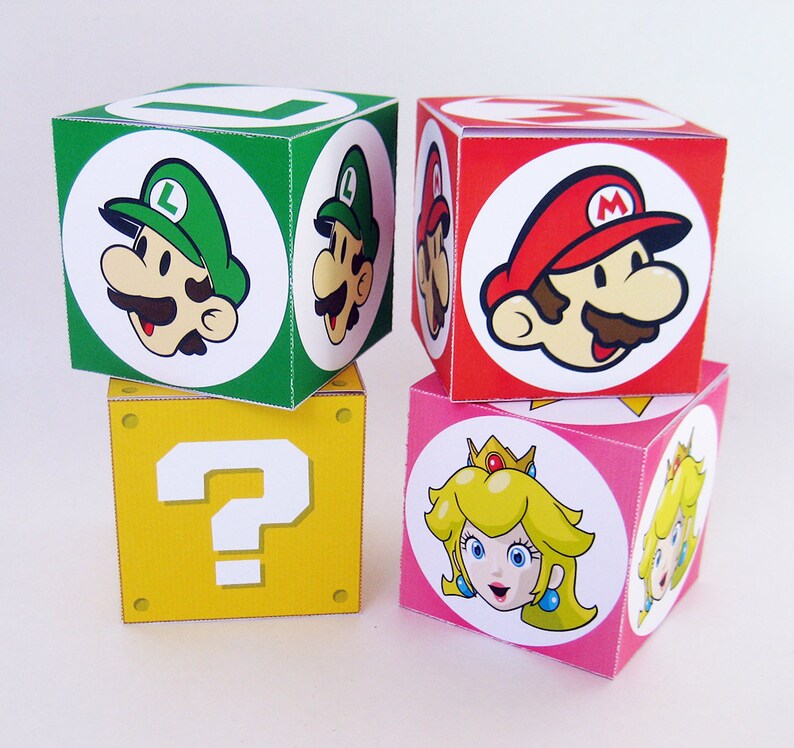 Set of 4 Game Mario Boxes Favor Treat or Gift Box | Etsy