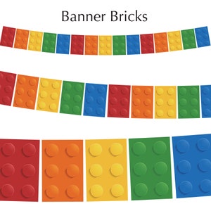 Banner bouwstenen en bouwstenen: set van 1 - 5 stenen, 10 inch hoog, afdrukbare pdf, direct downloaden
