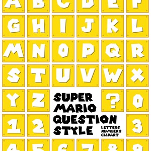 Mario Stil Buchstaben A Z Zahlen 0 9 Set Von 36 Banner Etsy