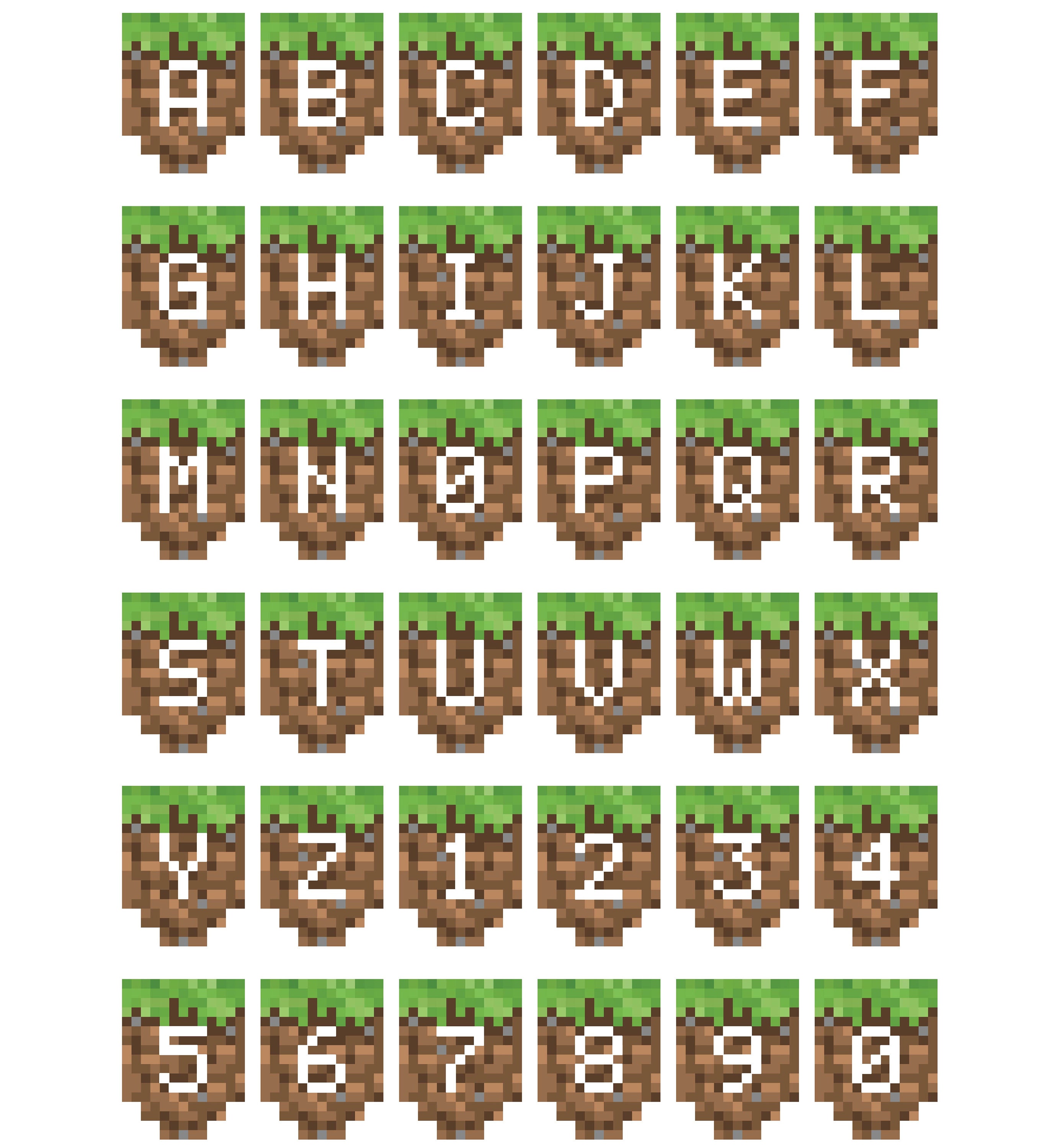 banner mine block pixel style letters and numbers etsy