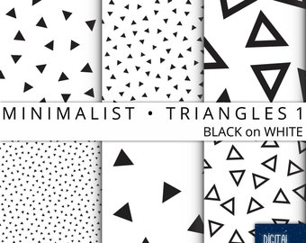 Minimalist Triangle Digital Paper: Black and White (Digital Download)
