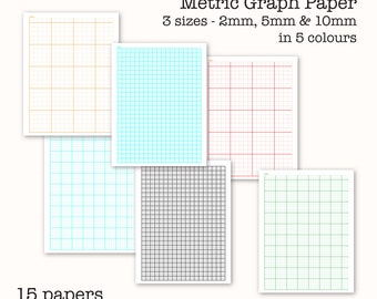 Metric Graph Paper: 2mm, 5mm, 10mm Grids (Digital Download)