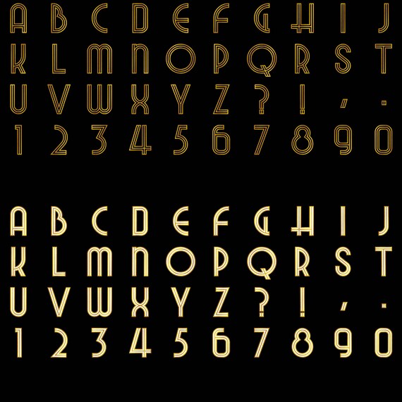 Gold Art-deco Alphabet Clipart Twenties Deco 2 Versions | Etsy