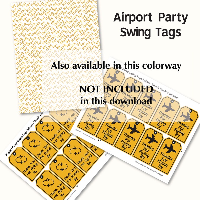 Flying Tag Text Airport Party Favor Tags: Blue & White, Printable (PDF Download) - Etsy