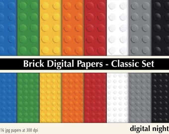 Building Blocks Digital Paper: Classic Colors, (12"x12") (Instant Download)